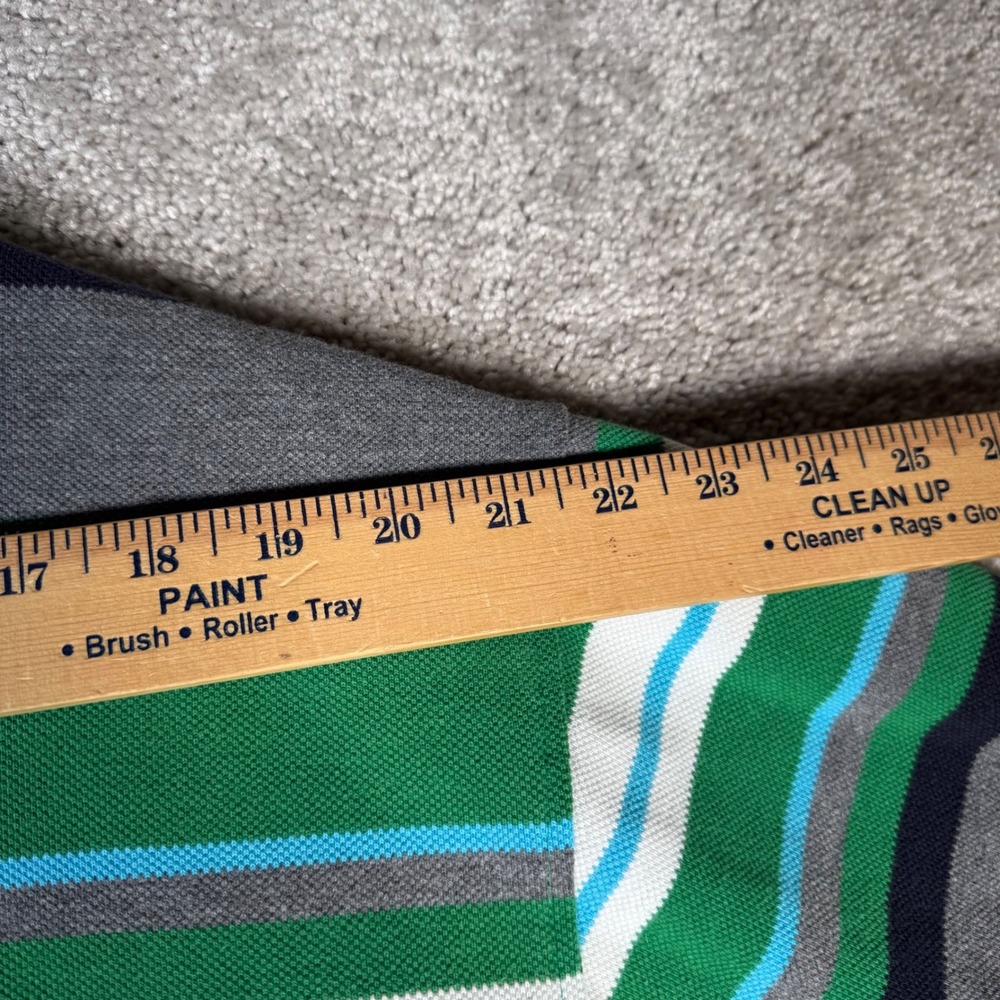 Lacoste Striped‎ Polo Shirt Mens Green Gray Blue White Size 9 Cotton - Picture 5 of 8
